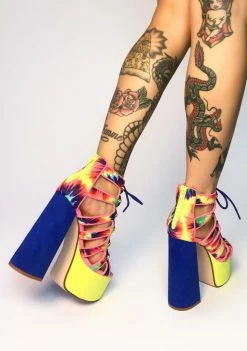 Lemon Drop By Privileged Tie Dye Mallory Platform Heels