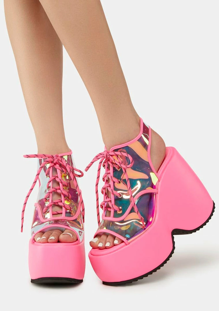 Cheapest π₯° Lemon Drop By Privileged Pink Saphira Platform Wedges βοΈ 3 Lemon Drop By Privileged Pink Saphira Platform Wedges