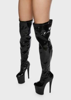 Lemon Drop By Privileged Black Caterina Thigh-High Boots Platform Boots