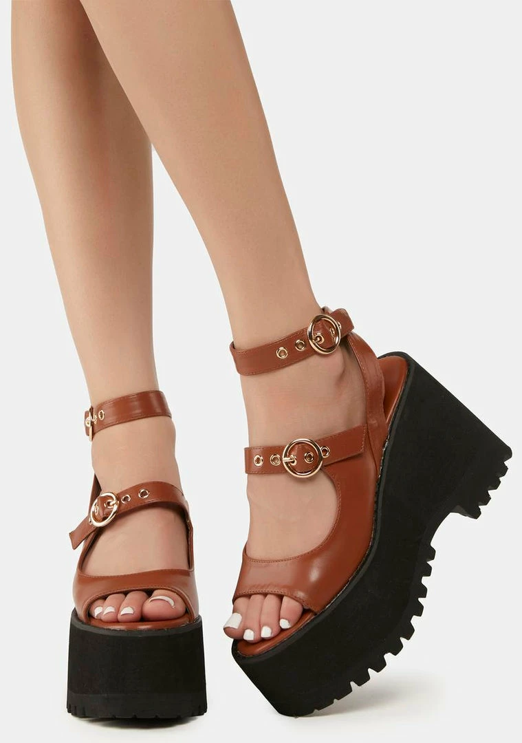 New 𧨠Lemon Drop By Privileged Brown Gessie Platform π©΄ Sandals π― 3 Lemon Drop By Privileged Brown Gessie Platform Sandals