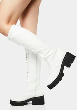 Lemon Drop By Privileged Knee High Boots White Bobbi Knee-High Boots