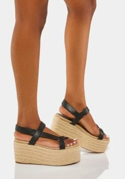 Lemon Drop By Privileged Black William Platform Sandals Platforms