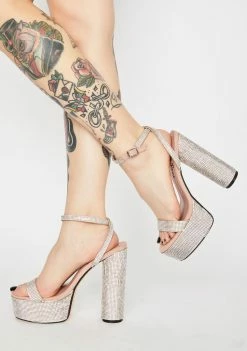 Lemon Drop By Privileged Platforms Zipline Rhinestone Heels