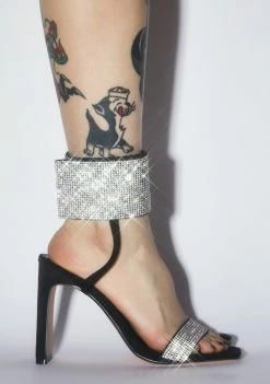 Lemon Drop By Privileged Black Jebelle Rhinestone Sandal Heels