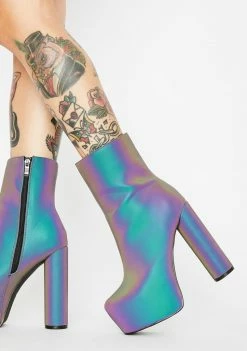 Lemon Drop By Privileged Act Up Reflective Platform Boots