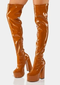 Lemon Drop By Privileged Platforms Sky Thigh High Platform Boots