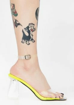 Lemon Drop By Privileged Briela Clear Block Heels