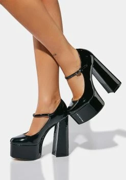 Lemon Drop By Privileged Platforms Sparkley Patent Platform Heels