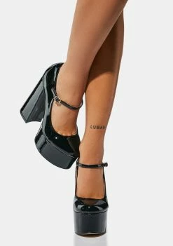 Lemon Drop By Privileged Platforms Sparkley Patent Platform Heels