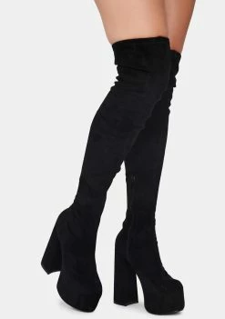Lemon Drop By Privileged Boots & Booties Black Suede Havasu Knee High Boots