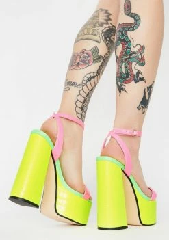 Lemon Drop By Privileged Neon Freema Platform Heels Platforms