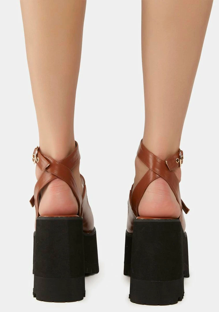 New 𧨠Lemon Drop By Privileged Brown Gessie Platform π©΄ Sandals π― 5 Lemon Drop By Privileged Brown Gessie Platform Sandals