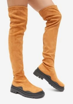 Lemon Drop By Privileged Cognac Momentum Knee High Boots