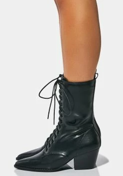 Lemon Drop By Privileged Black Taye Lace Up Boots