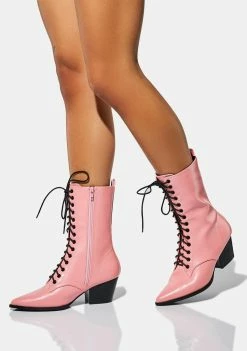 Lemon Drop By Privileged Pink Taye Lace Up Boots
