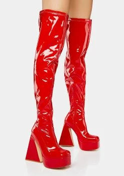 Lemon Drop By Privileged Platforms Red Ginsburg Thigh-High Platform Boots