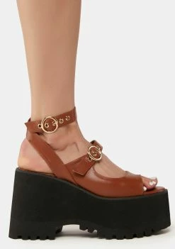 Lemon Drop By Privileged Brown Gessie Platform Sandals