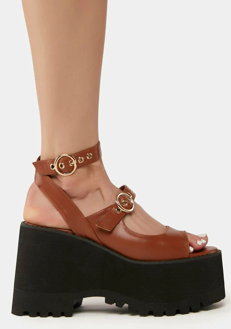 New 𧨠Lemon Drop By Privileged Brown Gessie Platform π©΄ Sandals π― 2 Lemon Drop By Privileged Brown Gessie Platform Sandals