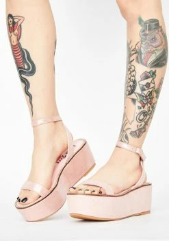 Lemon Drop By Privileged Pink Davvy Platform Sandals Platforms