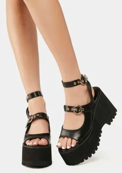 Lemon Drop By Privileged Black Gessie Platform Sandals