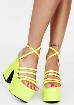 Lemon Drop By Privileged Neon Yellow Tornado Platform Heels