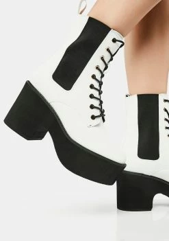 Lemon Drop By Privileged White Ruben Platform Combat Boots