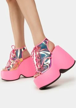 Lemon Drop By Privileged Pink Saphira Platform Wedges