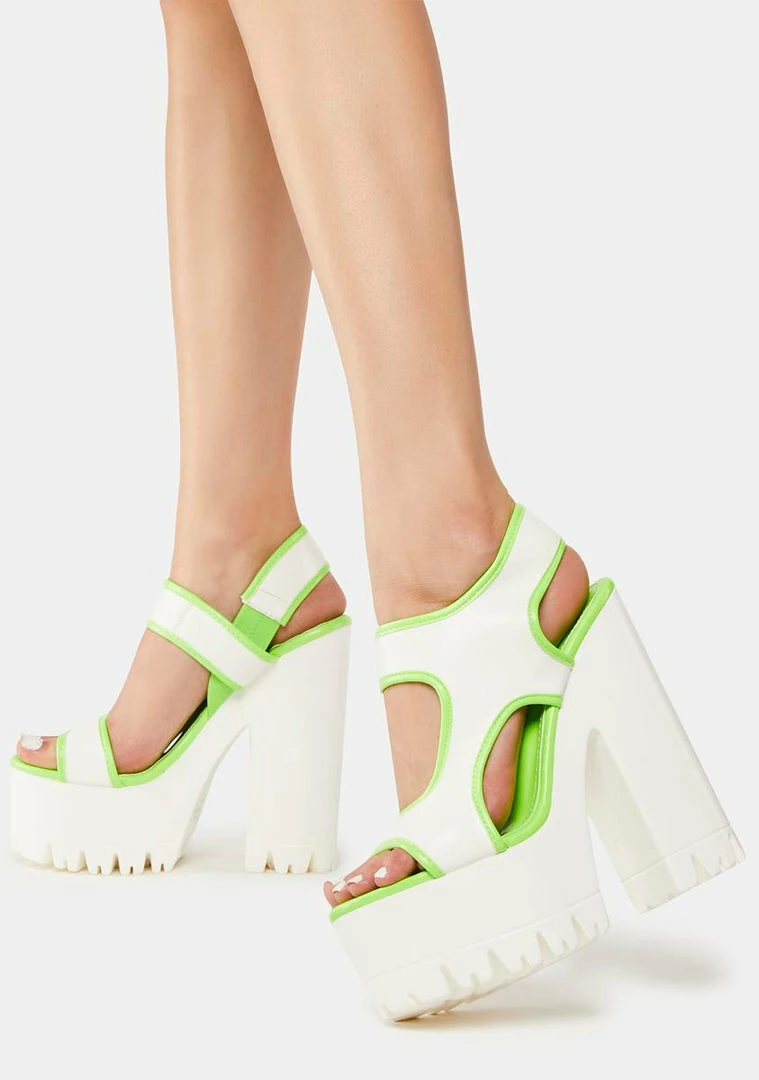 Best Sale π Lemon Drop By Privileged Neon Green Kamora Platform π Heels π 2 Lemon Drop By Privileged Neon Green Kamora Platform Heels