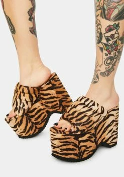 Lemon Drop By Privileged Platforms Striped Manolya Platform Sandals