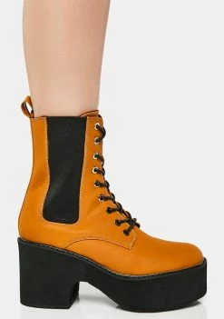 Lemon Drop By Privileged Camel Ruben Platform Combat Boots