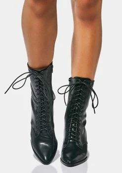 Lemon Drop By Privileged Black Taye Lace Up Boots