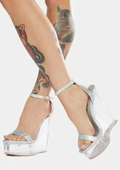 Lemon Drop By Privileged Silver Danalea Platform Wedges