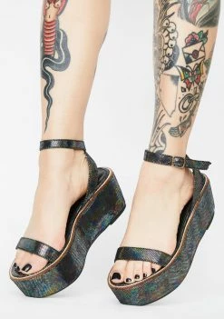 Lemon Drop By Privileged Platforms Metallic Davvy Platform Sandals