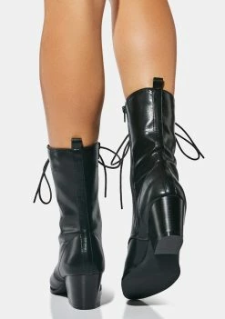Lemon Drop By Privileged Black Taye Lace Up Boots