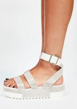 Lemon Drop By Privileged Platforms White Tyriq Platform Sandals