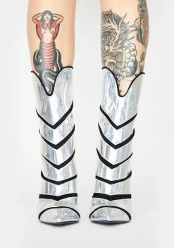 Lemon Drop By Privileged Plushin Holographic Heeled Boots