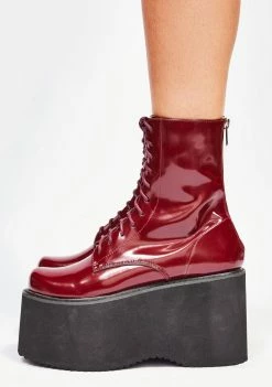 Lemon Drop By Privileged Burgundy Melissa Platform Boots