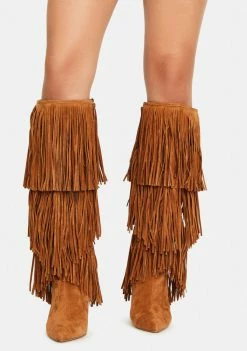 Lemon Drop By Privileged Boots & Booties Camel Premium Fringe Boots