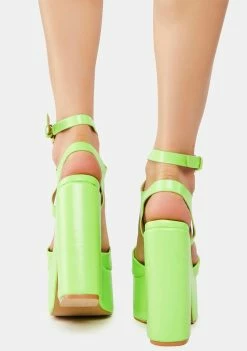 Lemon Drop By Privileged Neon Green Taga Platform Heels