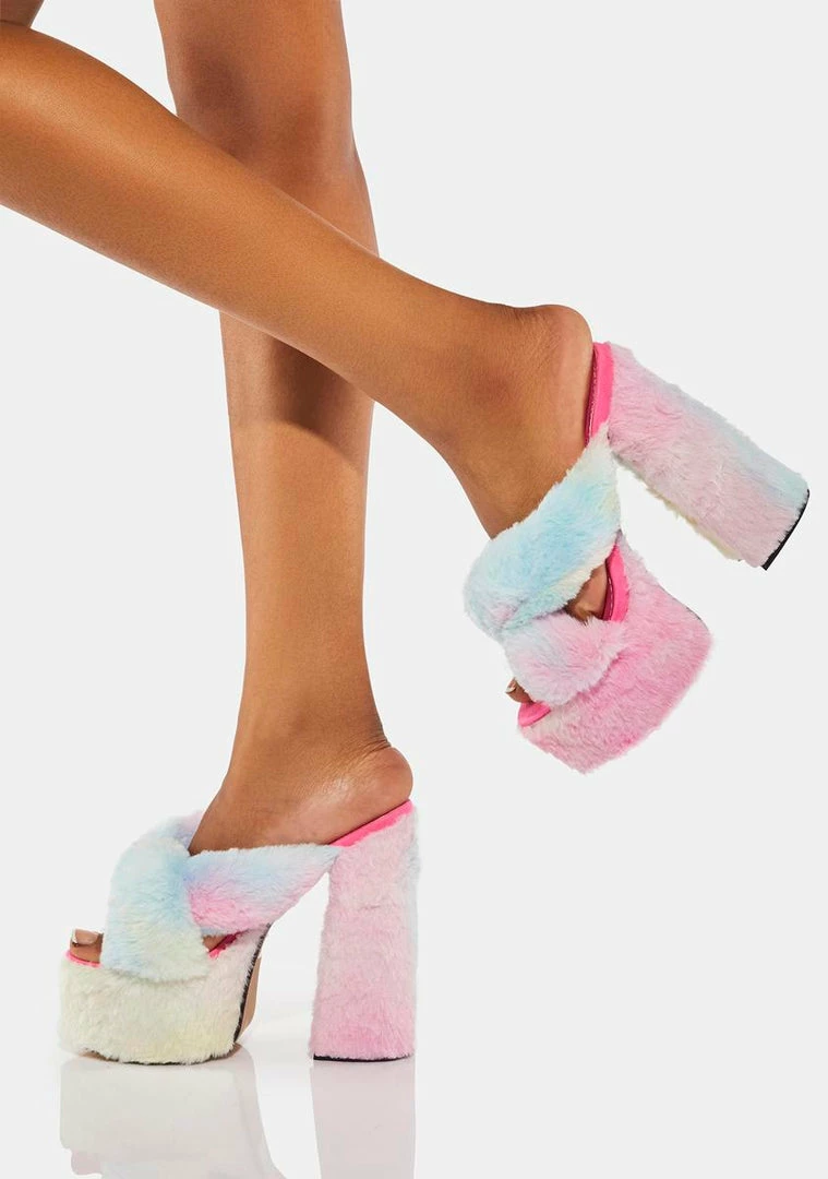 Best Sale π Lemon Drop By Privileged Rainbow Joey Fluffy Platform π Heels π 1 Lemon Drop By Privileged Rainbow Joey Fluffy Platform Heels