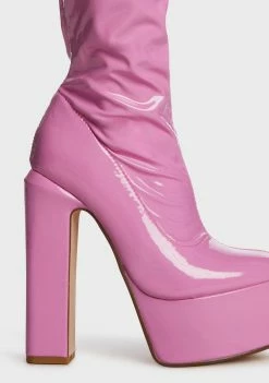 Lemon Drop By Privileged Pink Cranston Thigh-High Boots Platforms