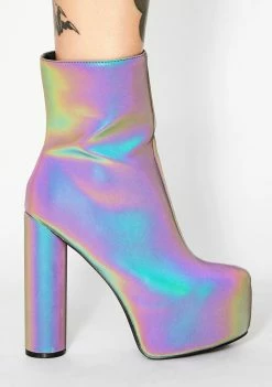Lemon Drop By Privileged Act Up Reflective Platform Boots