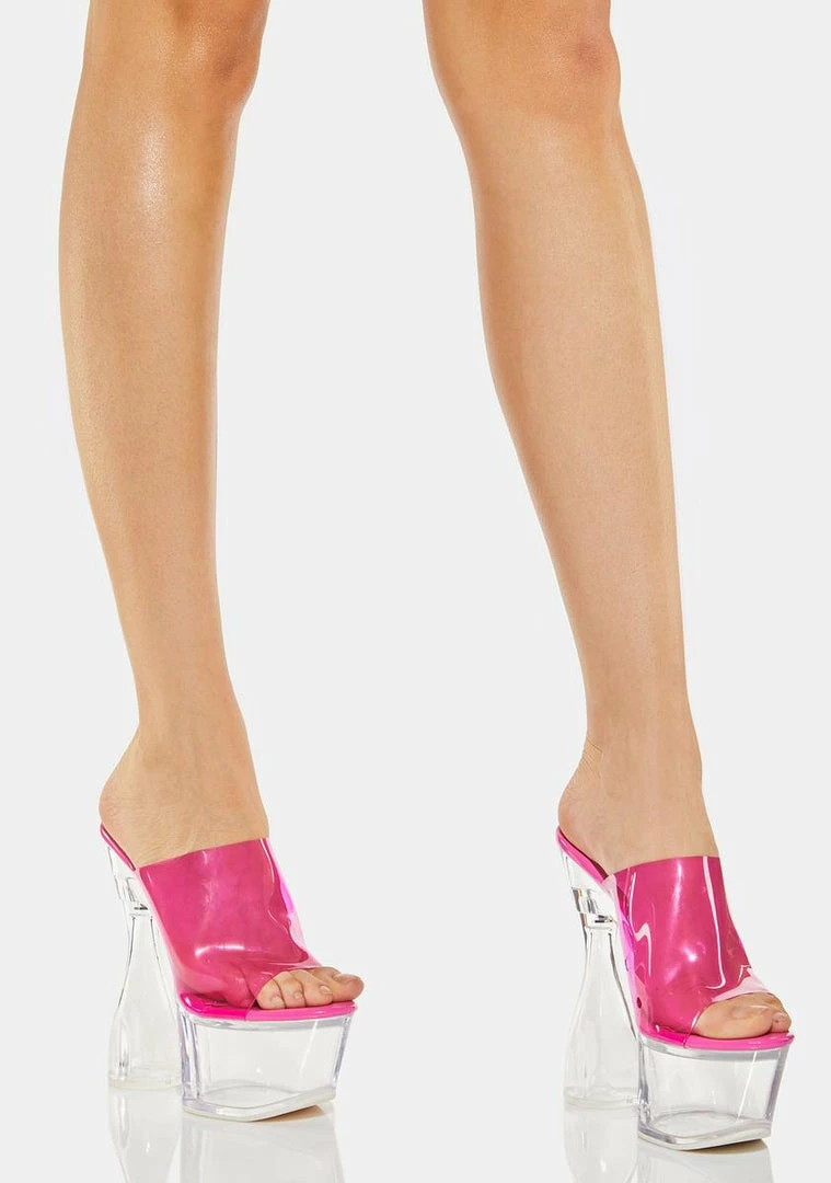 Hot Sale π Lemon Drop By Privileged Pink Amaranth Clear Platform π Heels π 2 Lemon Drop By Privileged Pink Amaranth Clear Platform Heels