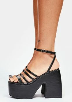 Lemon Drop By Privileged Platforms Black Tornado Platform Heels