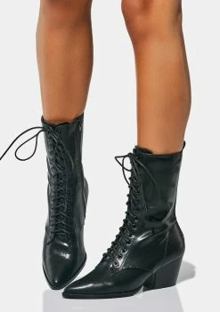 Lemon Drop By Privileged Black Taye Lace Up Boots