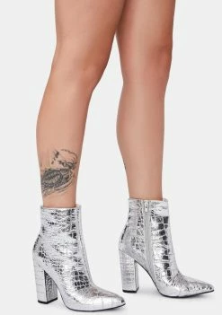 Discount 🎉 Lemon Drop By Privileged Silver Lisbeth Heeled Booties 🥾 Boots & Booties 🔥 6 Lemon Drop By Privileged Silver Lisbeth Heeled Booties Boots & Booties