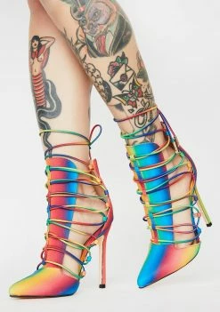 Lemon Drop By Privileged Rainbow Crispp Lace Up Heels
