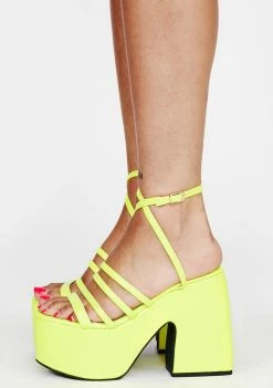 Lemon Drop By Privileged Neon Yellow Tornado Platform Heels