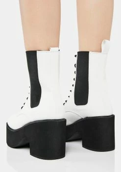 Lemon Drop By Privileged White Ruben Platform Combat Boots