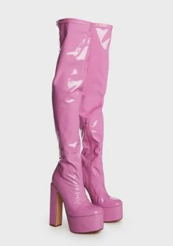 Lemon Drop By Privileged Pink Cranston Thigh-High Boots Platforms